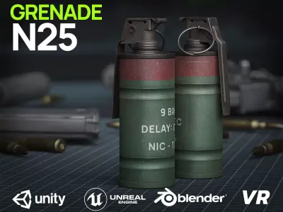 Game Ready N25 Stun Grenade - Police Skin Low-poly 3D model