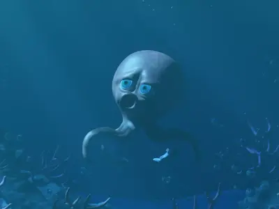 Octopus low and high poly mesh stylized Low-poly 3D model