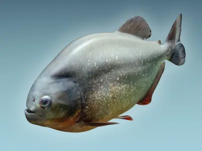 Piranha 2 fish with eyes 3D model