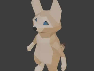 Low Poly Fennec Fox Low-poly 3D model