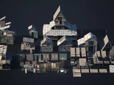 Big Slums pack Low-poly 3D model