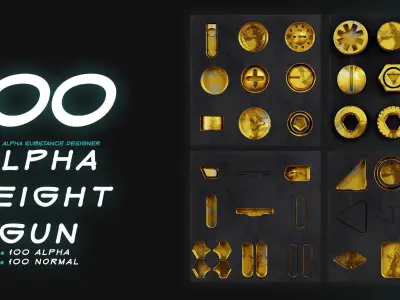 100 Alpha Height And Normal For Gun  hardsurface vol01 Texture