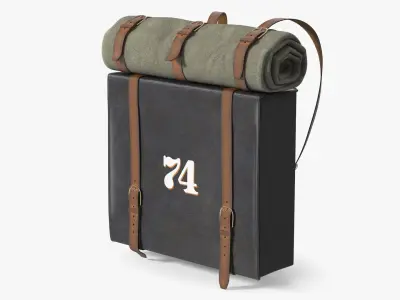 US Civil War Infantry Backpack with Blanket 3D model
