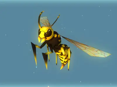 Animated Wasps Pack Low-poly 3D model