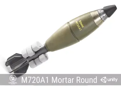 M720A1 Mortar Round 60mm Low-poly 3D model