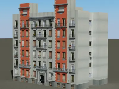 Building apartment - apartment Low-poly 3D model