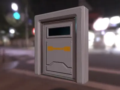 Sci Fi Door Low-poly 3D model 5