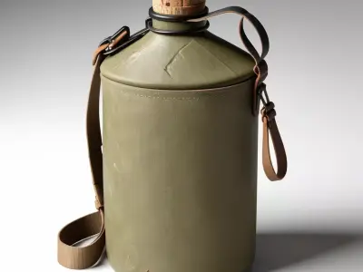Vintage Military Canvas Canteen Bottle 3D model