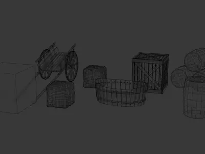 Medival props Low-poly 3D model