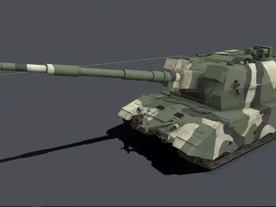 Koalitsiya-SV  2S35  Low-poly 3D model