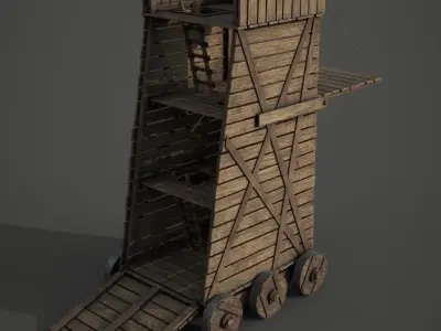 Medieval Siege Tower Low-poly 3D model