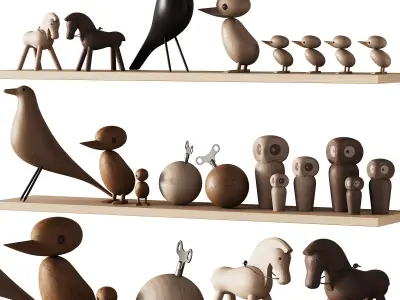 369 nursery decoration 01 decorative wooden toys set 01 3D model