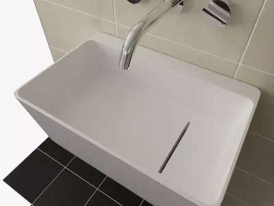 BathroomSet02 bathroom with sink and mirror Free 3D model