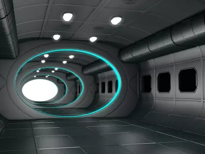 Sci Fi Corridor Interior 3D model 7