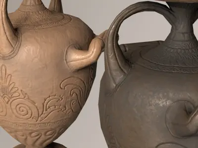 Ancient Ceramic Vase clay antique jug Low-poly 3D model