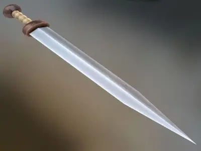Low-Poly Gladius sword with wooden handle Low-poly 3D model