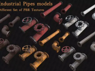 Industrial Pipes with 4K PBR texture -city props 3- Low-poly 3D model