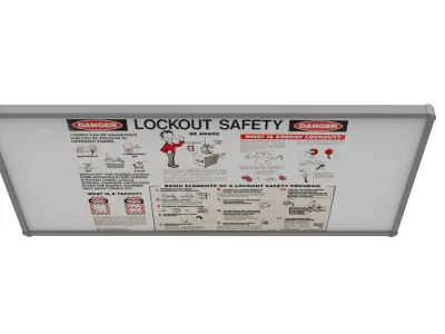 Lockout Safety Sign Board Low-poly 3D model