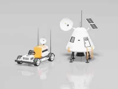 Spaceman robot and car 3D model