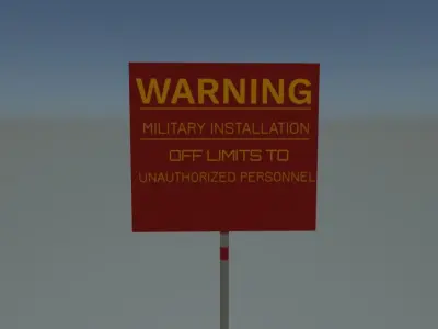 Military installation sign Free low-poly 3D model