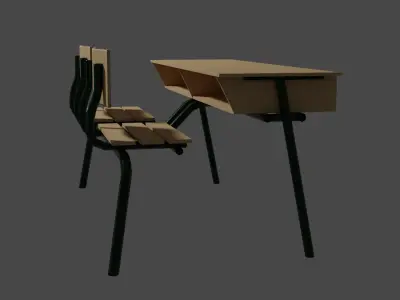 Old Classroom Table Free low-poly 3D model