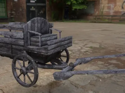 Medieval Horse Cart - Carriage Low-poly 3D model