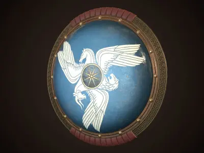 Hoplite Shield Sphinxes Low-poly 3D model