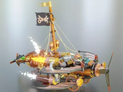 Steampunk Lego Airplane with robohelper 3D model