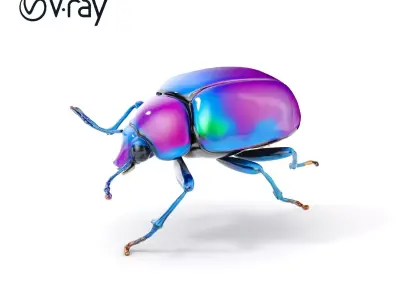 Iridescent Beetle D Model Pack Low-poly 3D model