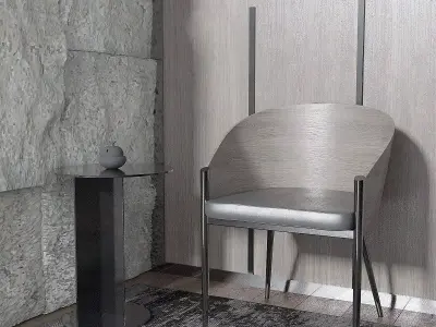 Living Room Set with Chair - Rock Wall - Coffee Table Free 3D model