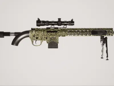 Sniper Rifle 1 Used Low-poly 3D model