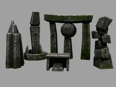 Ancient Alien Monolith Set Free low-poly 3D model