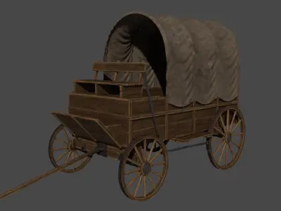 Medieval Wooden Old Cart 3D model