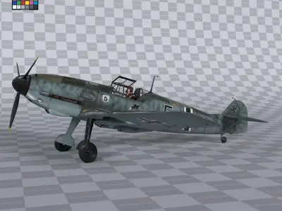 Messerschmitt BF109 German Fighter Airplane Green V2 3D model