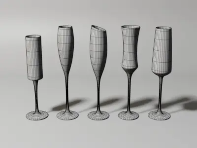 Champagne glass set 3D model