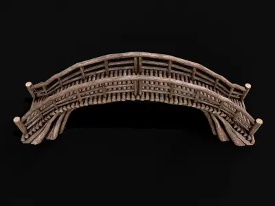 Wood Log Bridge Low-poly 3D model