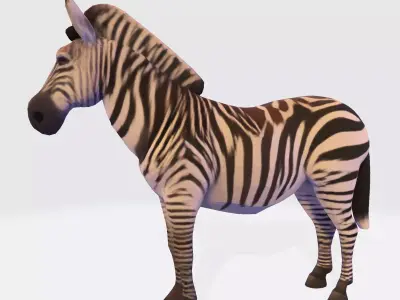 Realistic Zebra 3D Model  Rigging Ready Printable  Game Low-poly 3D model