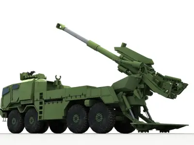 Modern Truck-mounted Cannon Howitzer 3D model