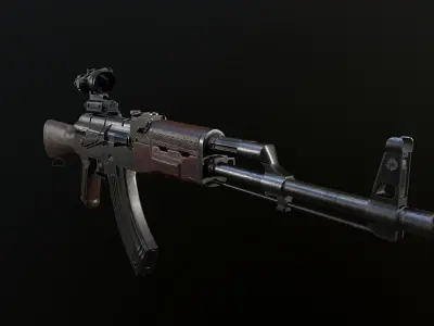 AK-47 Rifle with Acog Scope PBR Low-poly 3D model