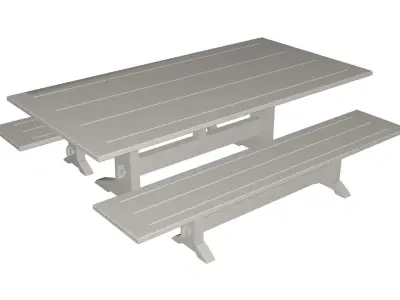 Table and benches 3D model