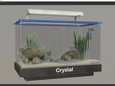 Aquarium Fish Tank with LED and Filter Low-poly 3D model