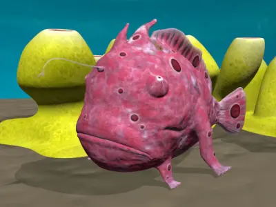 Antennarius rigged low poly Low-poly 3D model