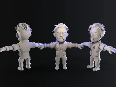 Low poly cartoon character Army Sergeant Low-poly 3D model