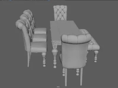 Dining Table and Chair Set 3D Model Game Ready UV Mapped Low-poly 3D model