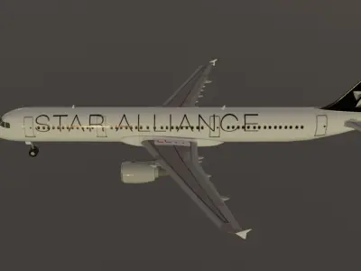 Airbus a321-211 star alliance low poly 3D Model Low-poly 3D model