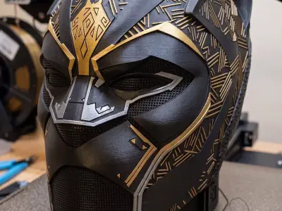 Black Panther Helmet STL File Wearable Cosplay Mask  3D model