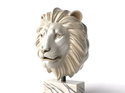 Ceramic Lion Head Statue Modern Interior Free 3D model