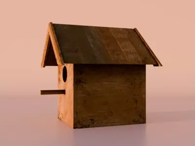 Low Poly Wooden Birdhouse Game Ready Stylized Prop PBR Textured Low-poly 3D model