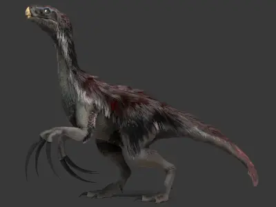 Realistic Therizinosaurus Rigged and Animated Low-poly 3D model