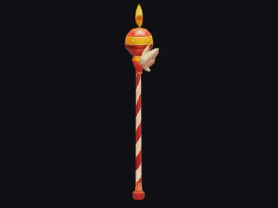 Magical Candy Wizard Wand Weapon Scepter Clown Stick Low-poly 3D model